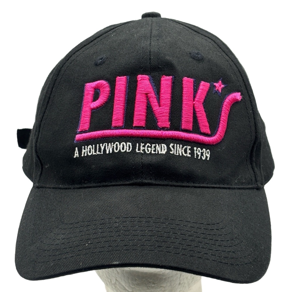 Pinks Hot Dogs Black Baseball Cap A Hollywood Legend Since 1939 Adjustable Hat